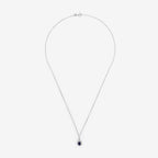 Pendentif "Larme Bleu Nuit" Saphir Bleu: 0,31Ct/1 + Diamants: 0,08Ct/27 - Or Blanc