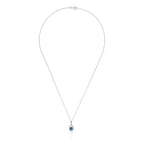 Pendentif "Larme Bleu Nuit" Saphir Bleu: 0,31Ct/1 + Diamants: 0,08Ct/27 - Or Blanc