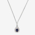 Pendentif "Larme Bleu Nuit" Saphir Bleu: 0,31Ct/1 + Diamants: 0,08Ct/27 - Or Blanc