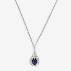 Pendentif "Larme Bleu Nuit" Saphir Bleu: 0,31Ct/1 + Diamants: 0,08Ct/27 - Or Blanc