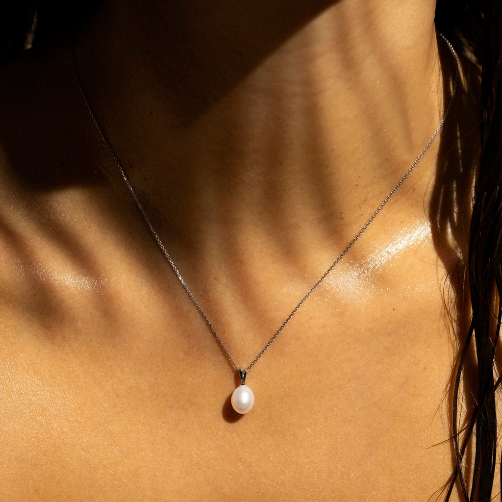 Pendentif "Luliwa" Diamants 0,02Ct/6 Perle 7,5Mm - Or Blanc