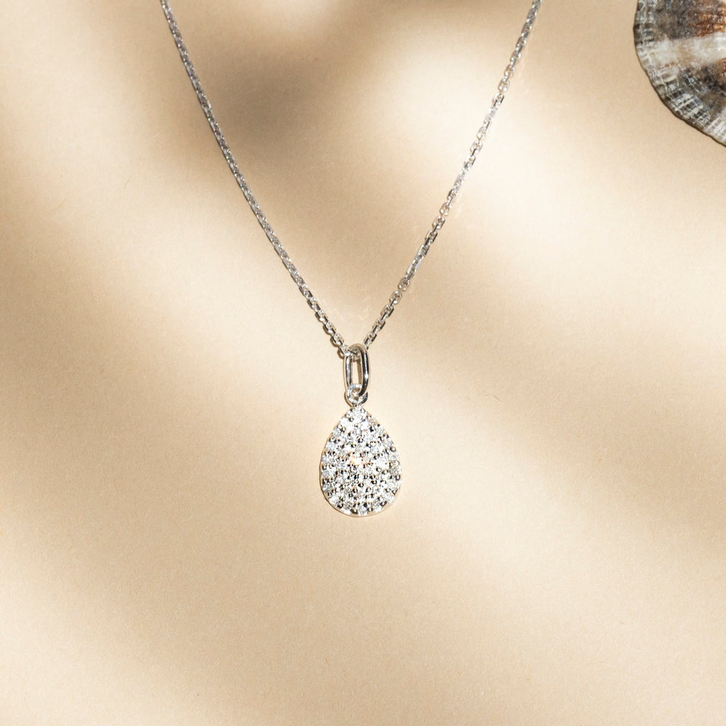 Pendentif "Goutte De Pluie" Diamants 0,11Ct/37 - Or Blanc