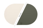 Set De Table Ovale Réversible - 6 Pièces - Cuir Recyclé Blanc Crème Et Vert De Gris