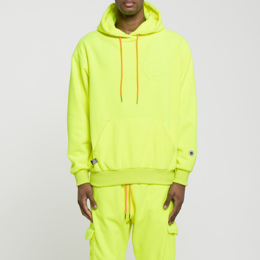 Sweat Polaire Capuche - Jaune Fluo - Mixte