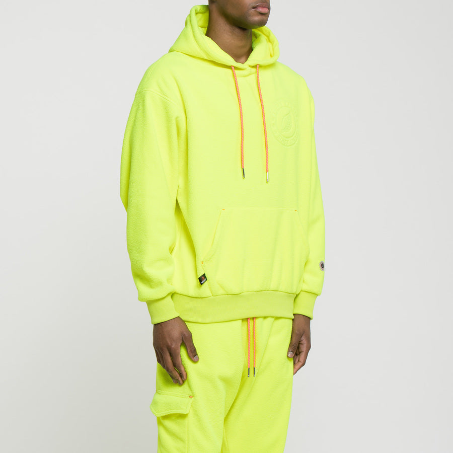 Sweat Polaire Capuche - Jaune Fluo - Mixte