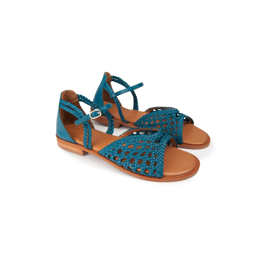 Couleur Pourpre - Sandales Polynesie - Cuir Bleu