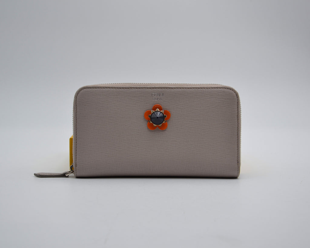 Portefeuille Fendi Cuir Beige Zippé