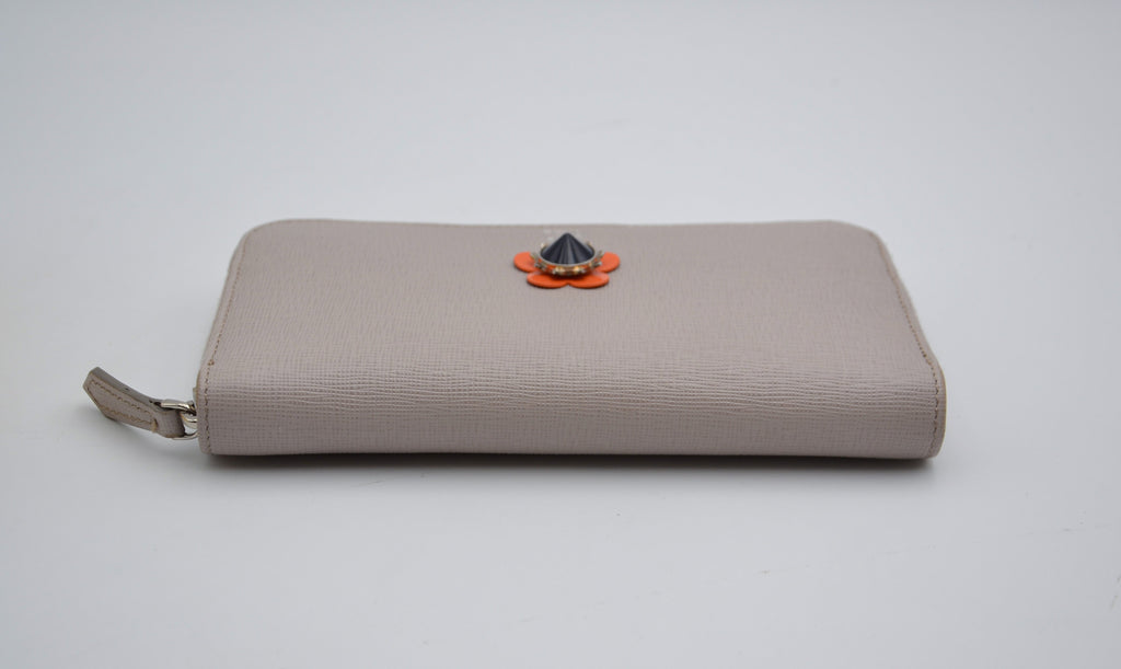 Portefeuille Fendi Cuir Beige Zippé