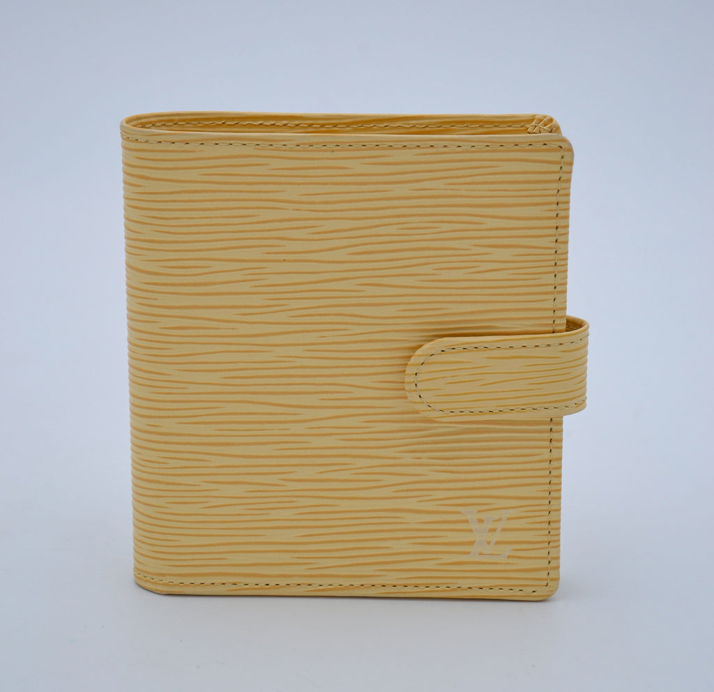 Portefeuille Louis Vuitton Compact En Cuir Epi Jaune Pastel