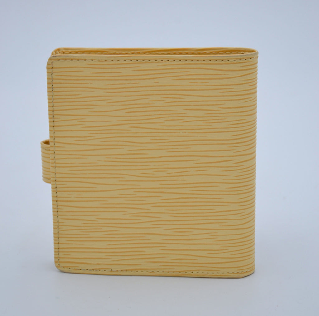 Portefeuille Louis Vuitton Compact En Cuir Epi Jaune Pastel