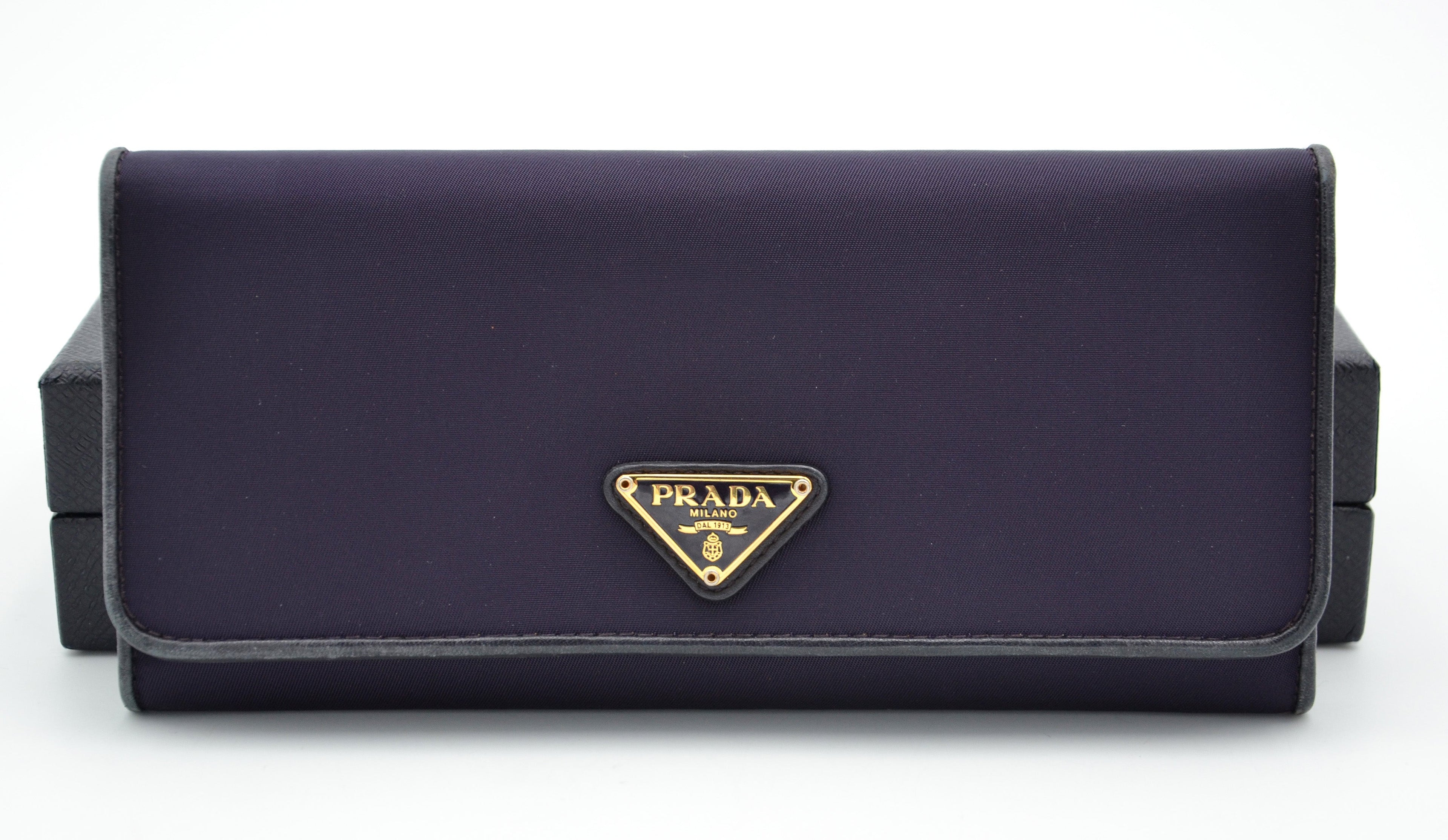 Portefeuille Long Prada En Nylon Violet & Cuir Noir