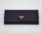 Portefeuille Long Prada En Nylon Violet & Cuir Noir