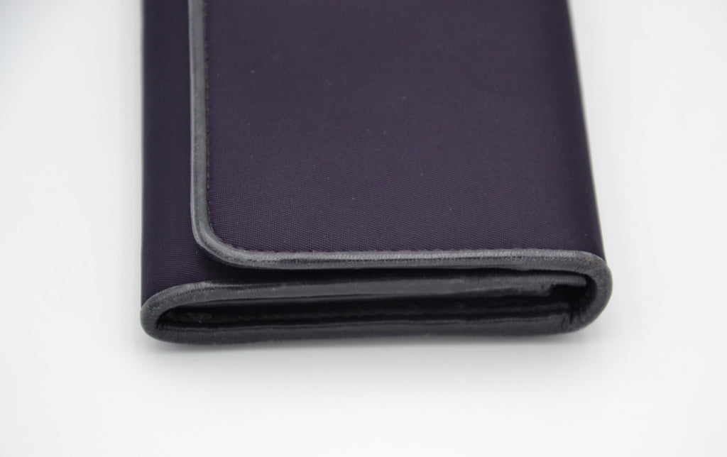 Portefeuille Long Prada En Nylon Violet & Cuir Noir