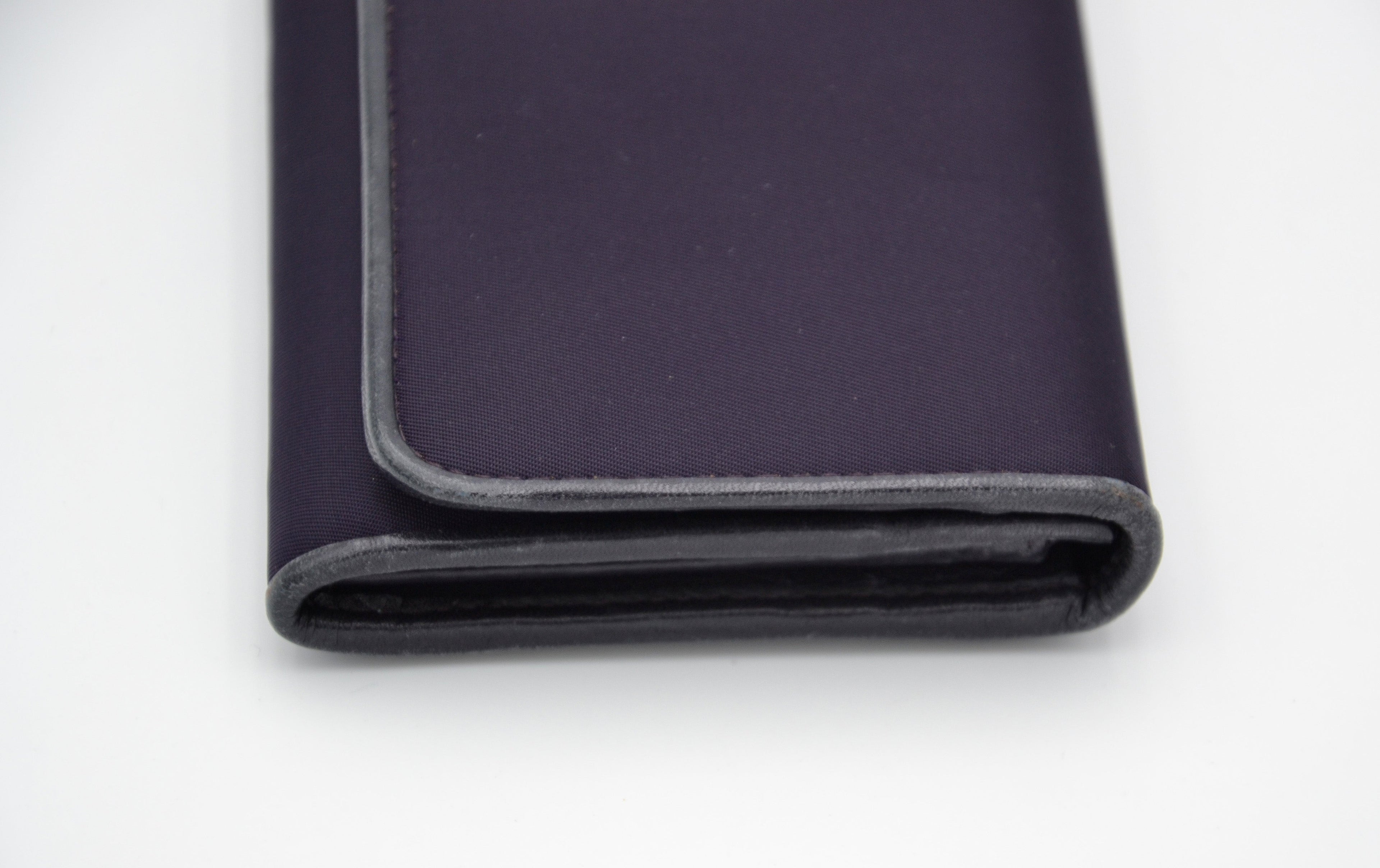 Portefeuille Long Prada En Nylon Violet & Cuir Noir
