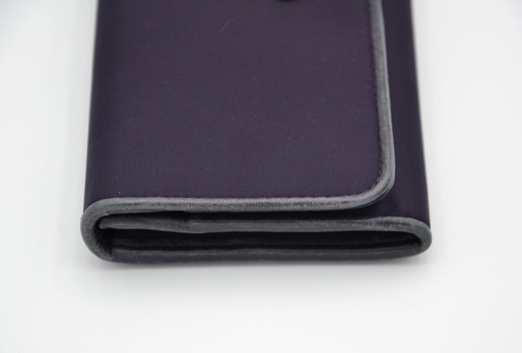 Portefeuille Long Prada En Nylon Violet & Cuir Noir
