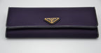 Portefeuille Long Prada En Nylon Violet & Cuir Noir