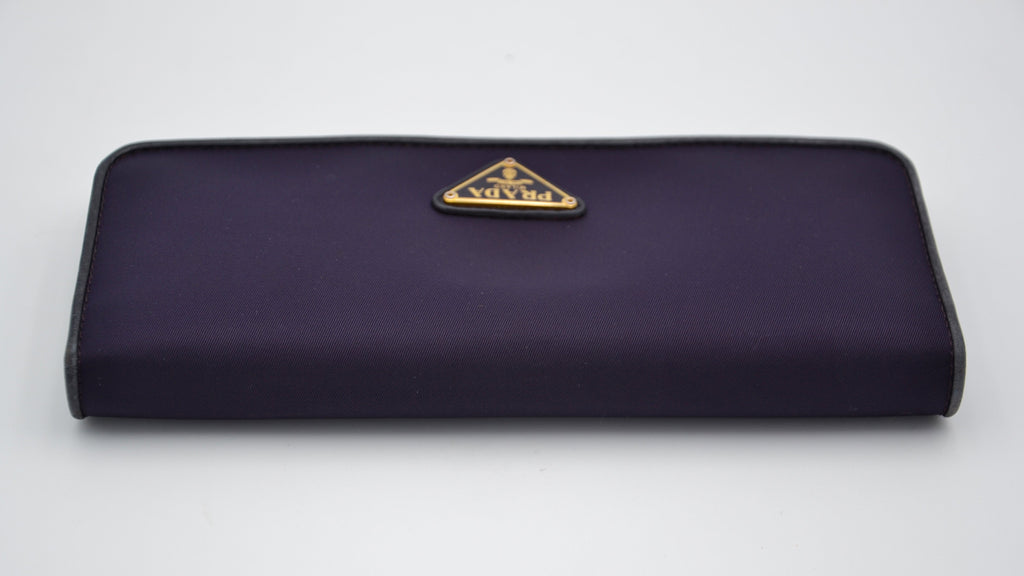 Portefeuille Long Prada En Nylon Violet & Cuir Noir