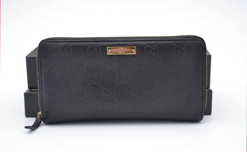 Portefeuille Gucci Zippy Long En Cuir Noir Guccissima
