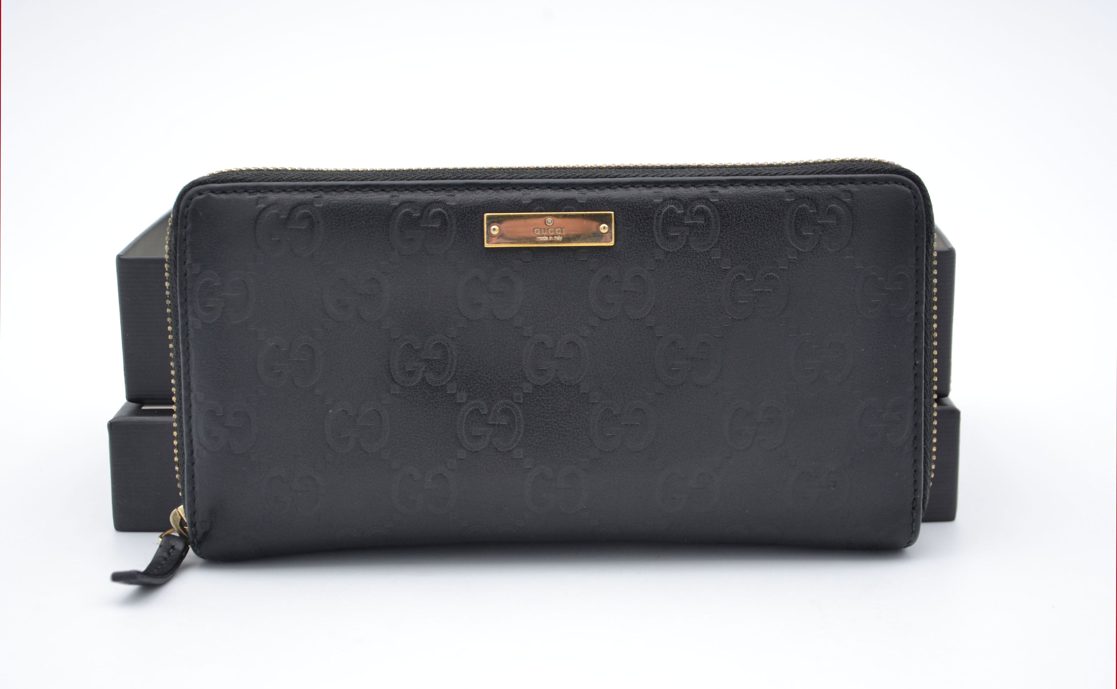 Portefeuille Gucci Zippy Long En Cuir Noir Guccissima
