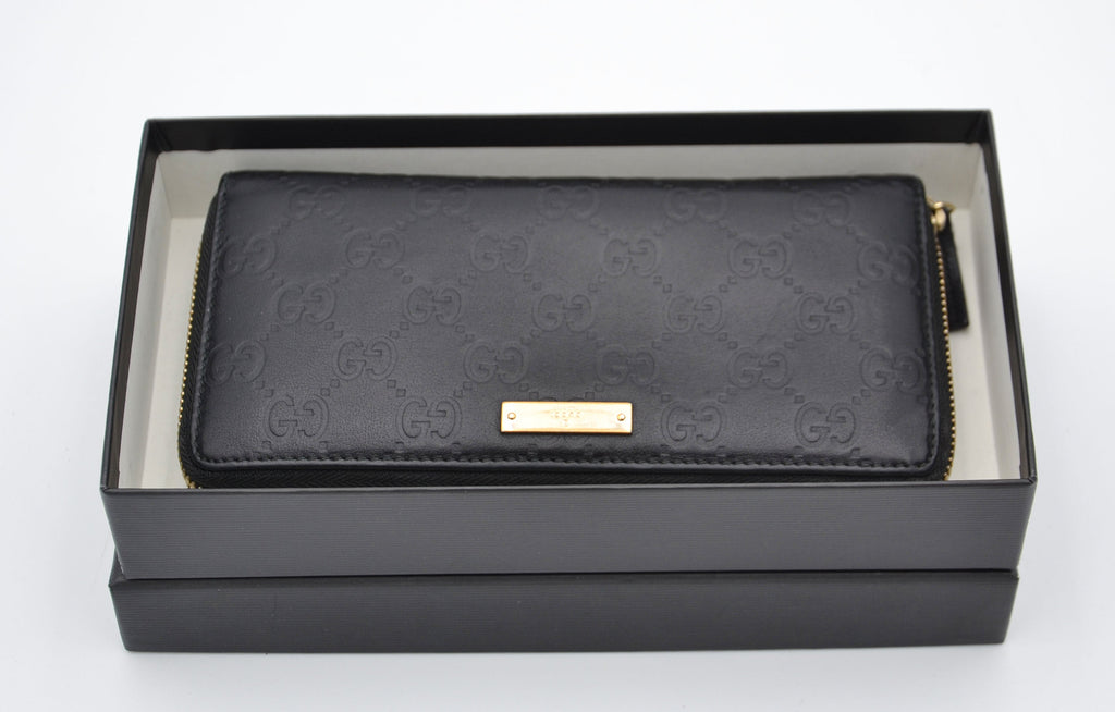 Portefeuille Gucci Zippy Long En Cuir Noir Guccissima