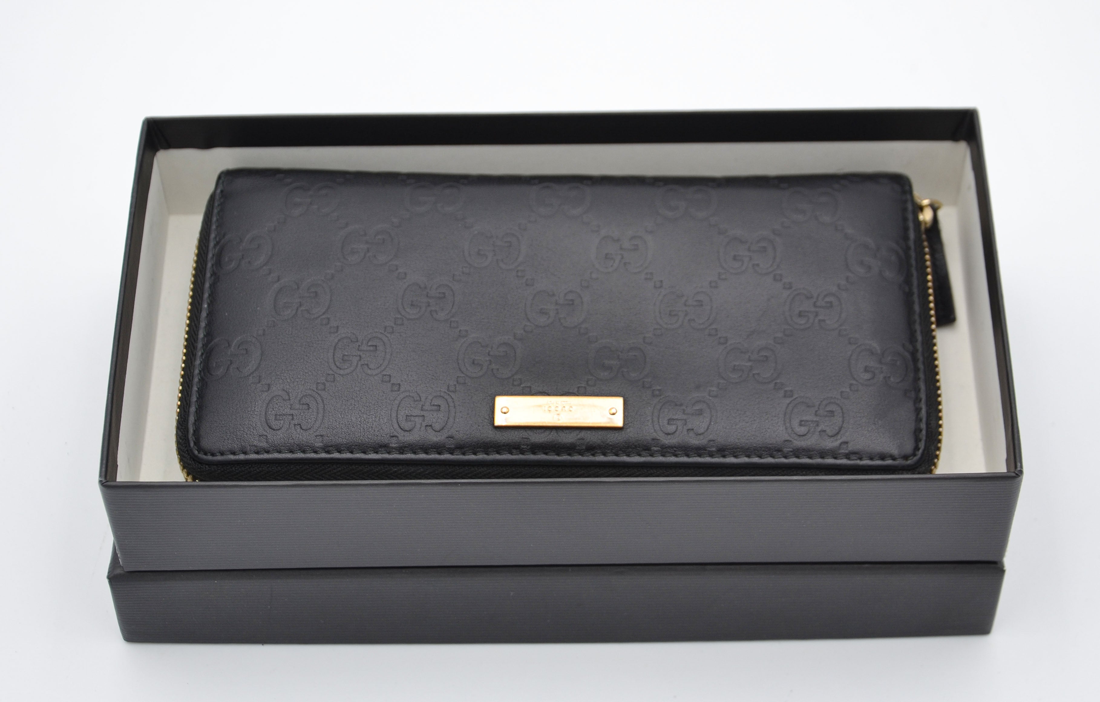 Portefeuille Gucci Zippy Long En Cuir Noir Guccissima