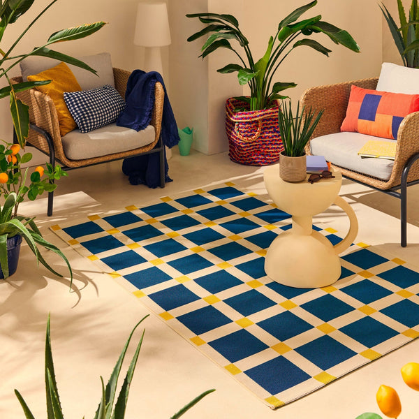 Positano - Tapis D'Extérieur - Polypropylène/Polyester - Bleu