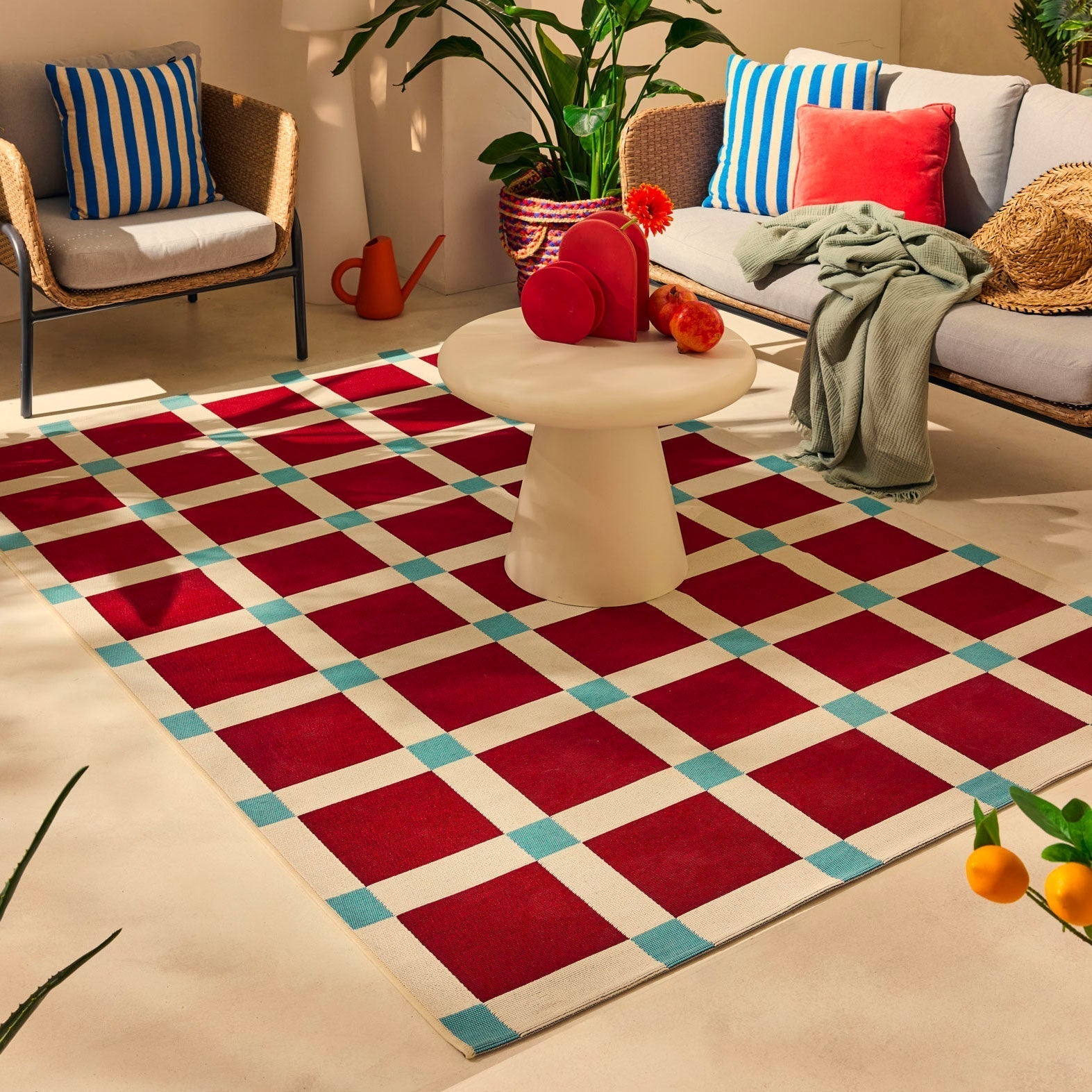 Positano - Tapis D'Extérieur - Polypropylène/Polyester - Bordeaux
