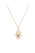 Pendentif "Main De Fatma Rubis" Or Jaune 375/1000