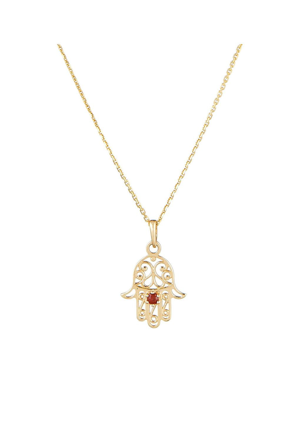 Pendentif "Main De Fatma Rubis" Or Jaune 375/1000