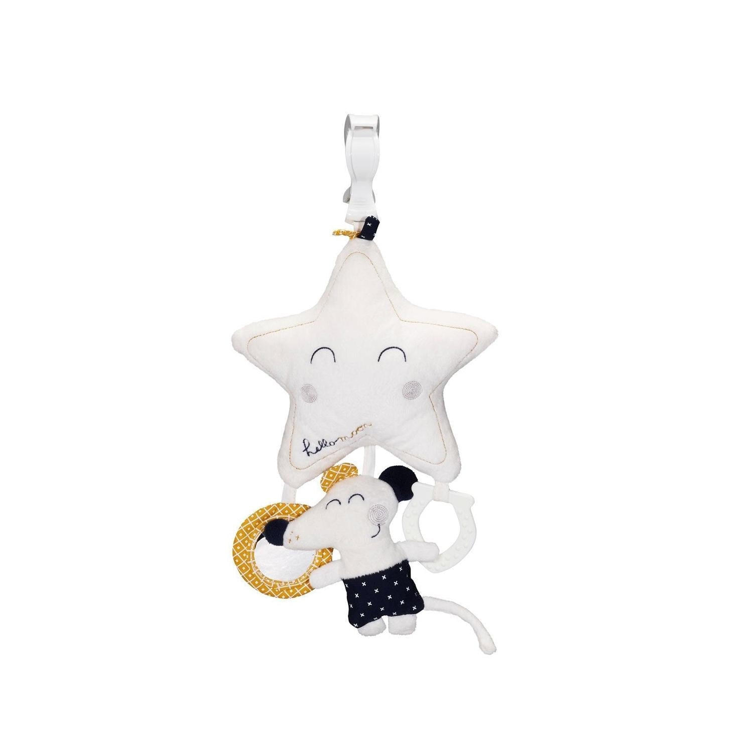 Jouet D'Activites Avec Pince En Velours Blanc