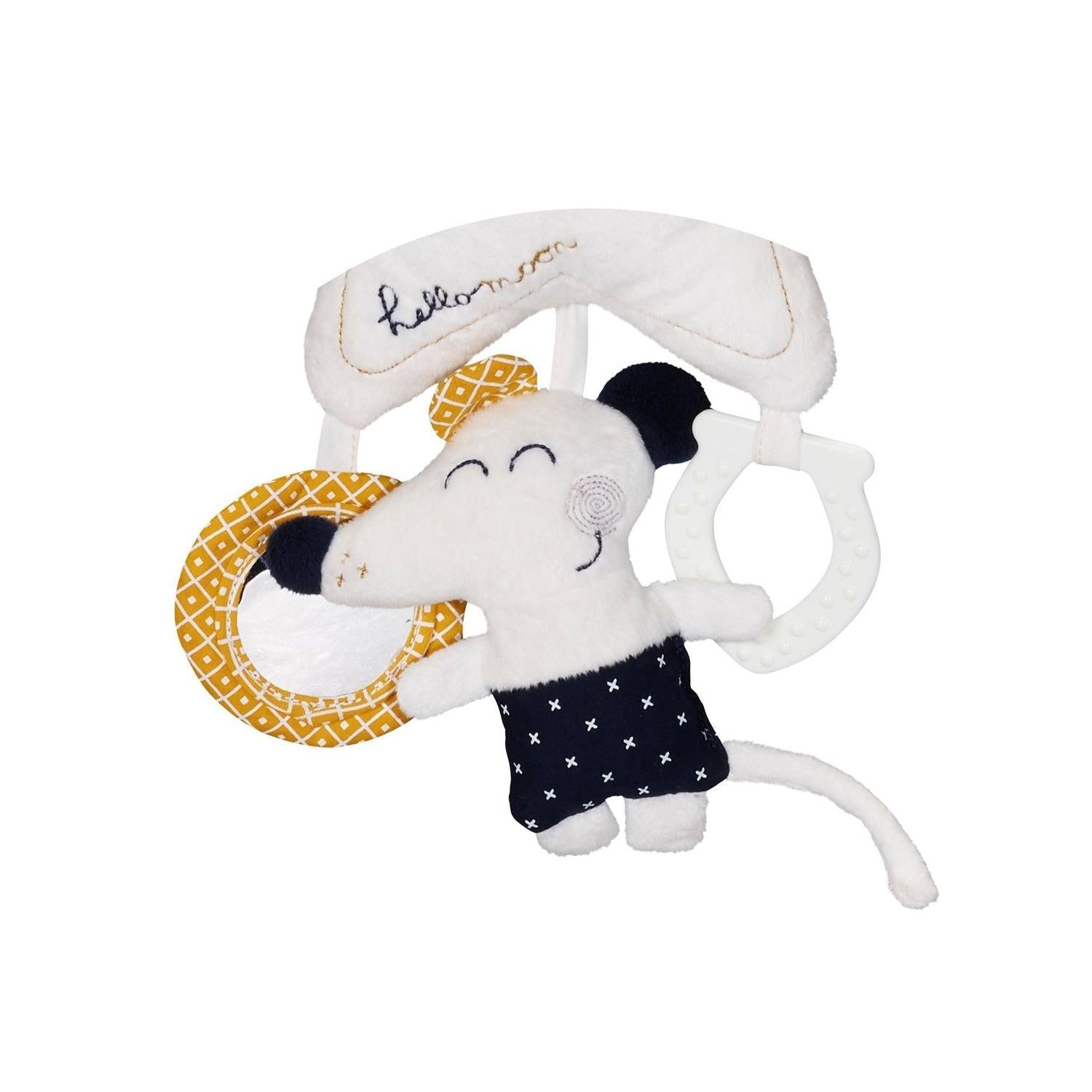 Jouet D'Activites Avec Pince En Velours Blanc