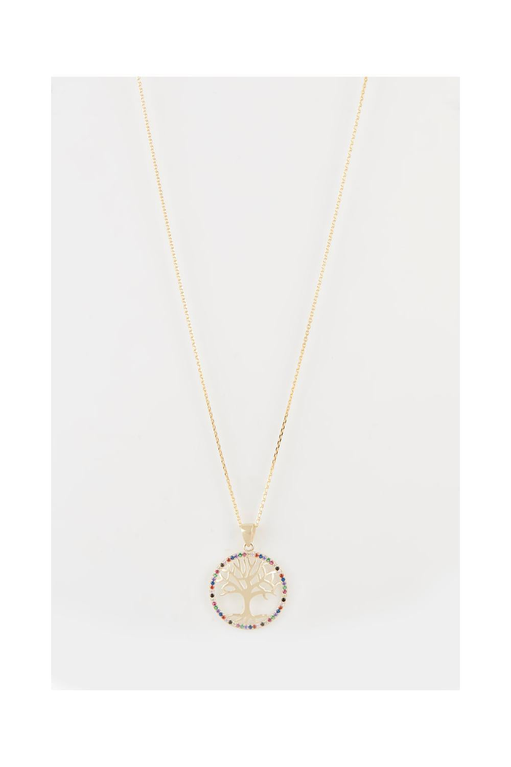 Pendentif "Arbre Coloré" Or Jaune 375/1000 Et Pierre Précieuse