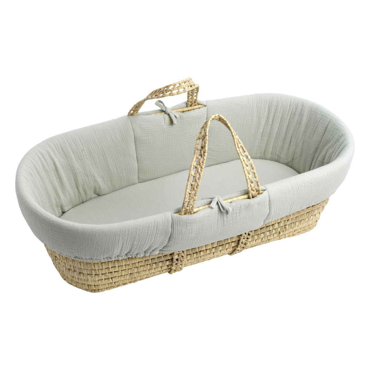 Couffin Bébé En Fibres Naturelles Avec Habillage Tissu