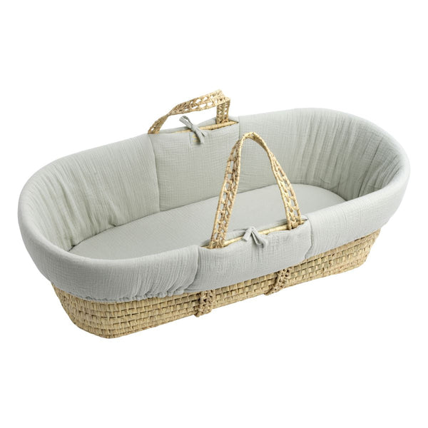 Couffin Bébé En Fibres Naturelles Avec Habillage Tissu