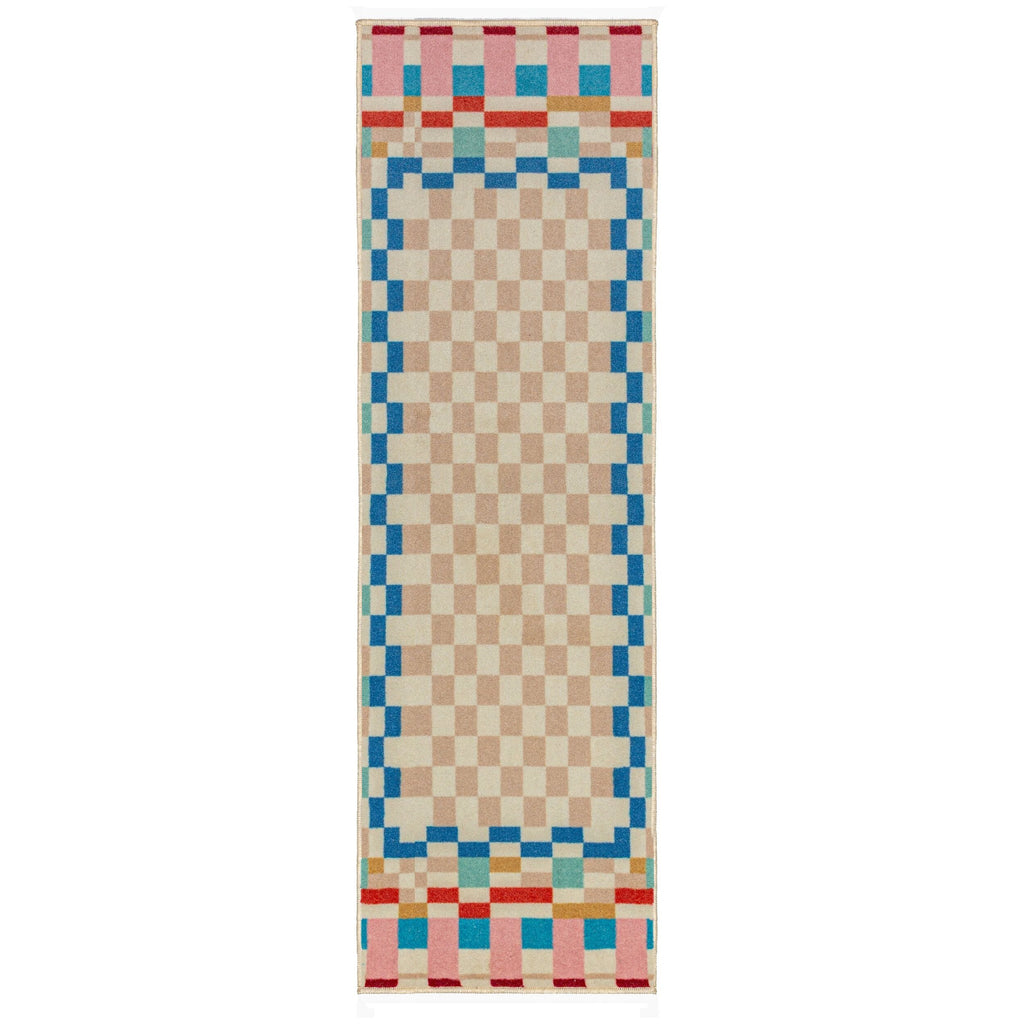 Checkered Border - Tapis De Couloir En Laine