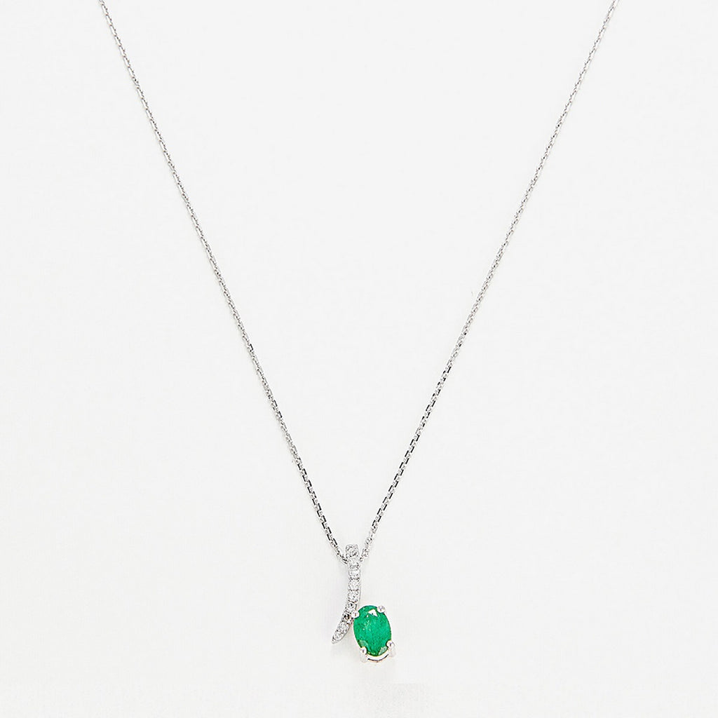 Pendentif "Belle Émeraude" D0,04/9 + E0,53/1 - Or Blanc