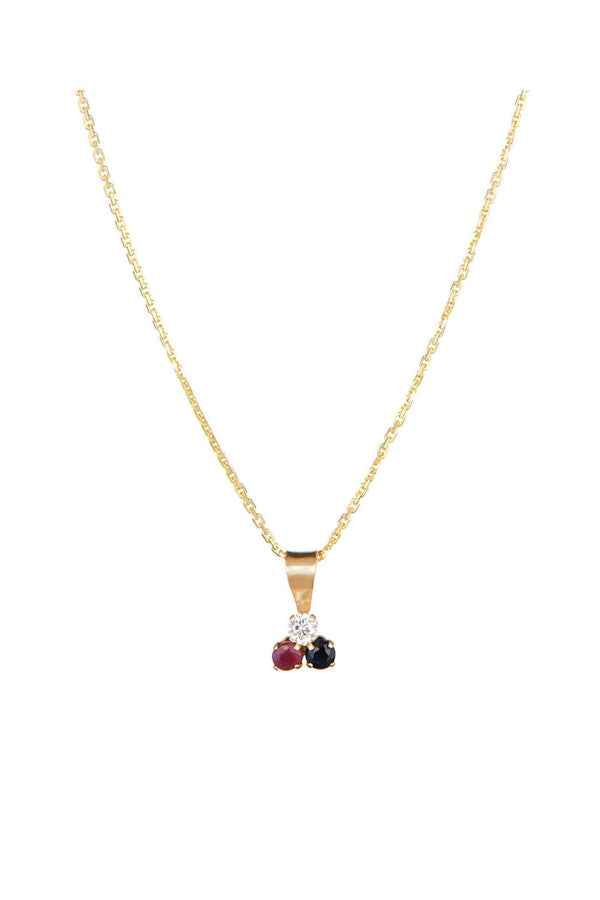 Pendentif "Joli Trio" Saphir Et Rubis:0,01Ct/2