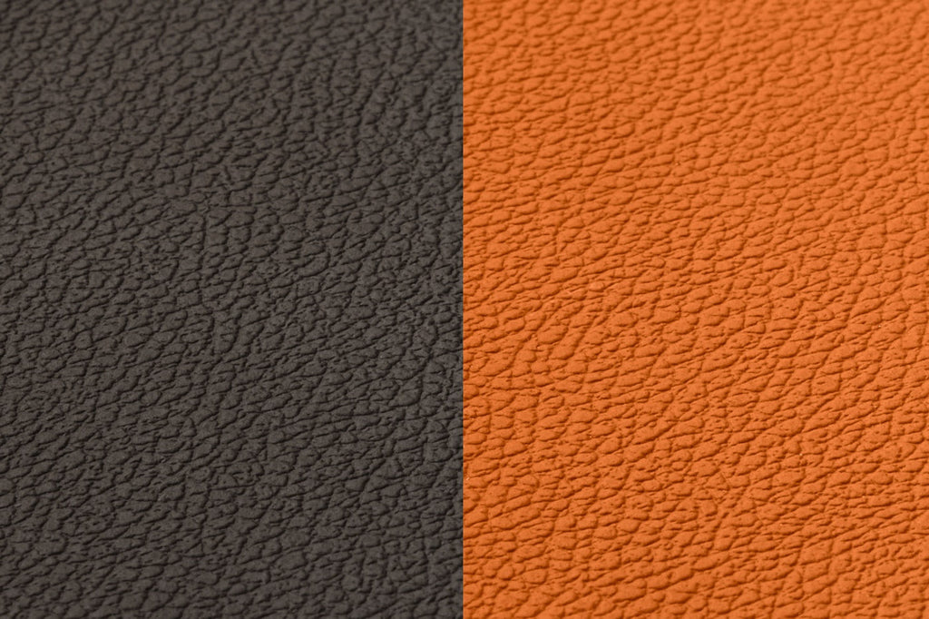 Set De Table Curve Réversible - 6 Pièces - Cuir Recyclé Orange Et Chocolat