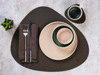 Set De Table Curve Réversible - 6 Pièces - Cuir Recyclé Orange Et Chocolat