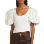 Top Puff Sleeve Uneck - Off White