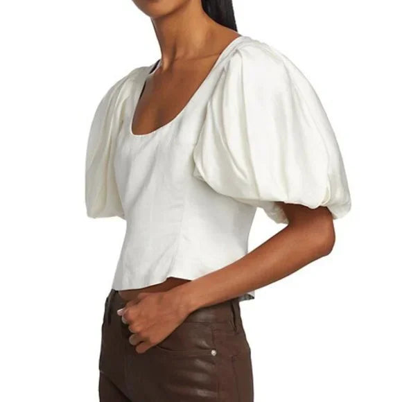 Top Puff Sleeve Uneck - Off White
