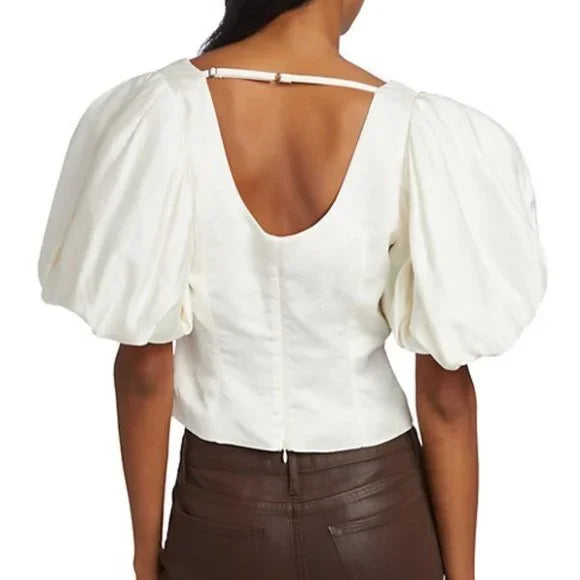 Top Puff Sleeve Uneck - Off White