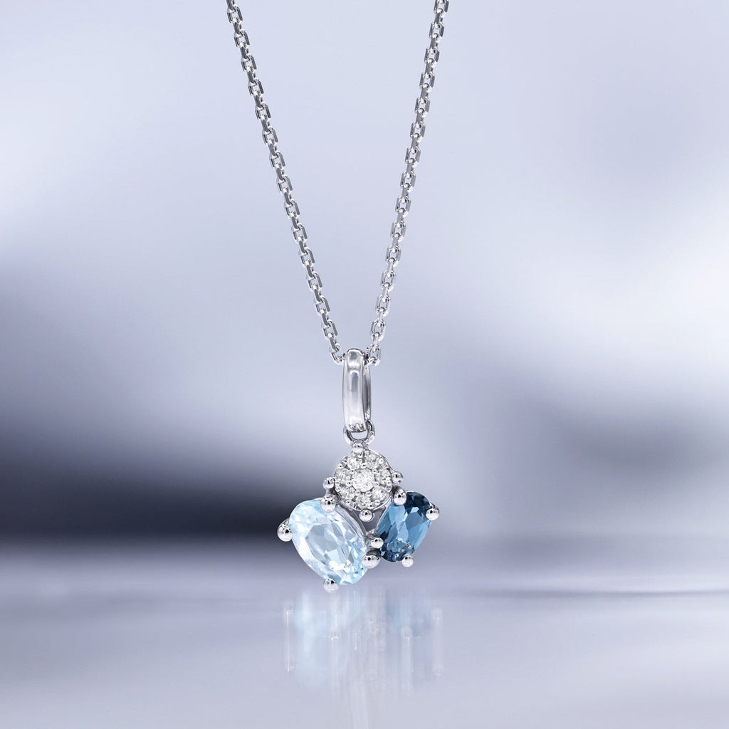Pendentif "D'Ici & D'Ailleurs" D0,05/8, London Bt0,47/1 Et Bt 0,7/1 - Or Blanc 375/1000