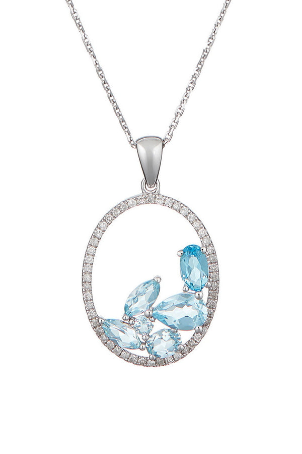 Pendentif "Bleuet" D0,18/50 & Topaze 1,75/6 - Or Blanc 375/1000