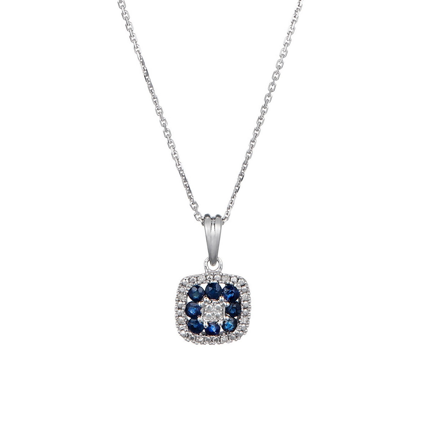 Pendentif "Volga" Diamants 0,03/8 & Saphir 0,58/8 - Or Blanc 375/1000