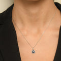 Pendentif "Volga" Diamants 0,03/8 & Saphir 0,58/8 - Or Blanc 375/1000