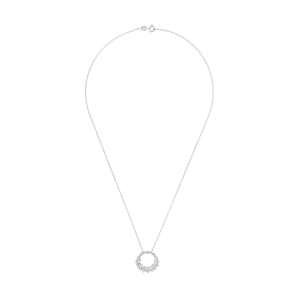 Pendentif "Comme Une Feuille" D0,16/44 - Or Blanc 375/1000