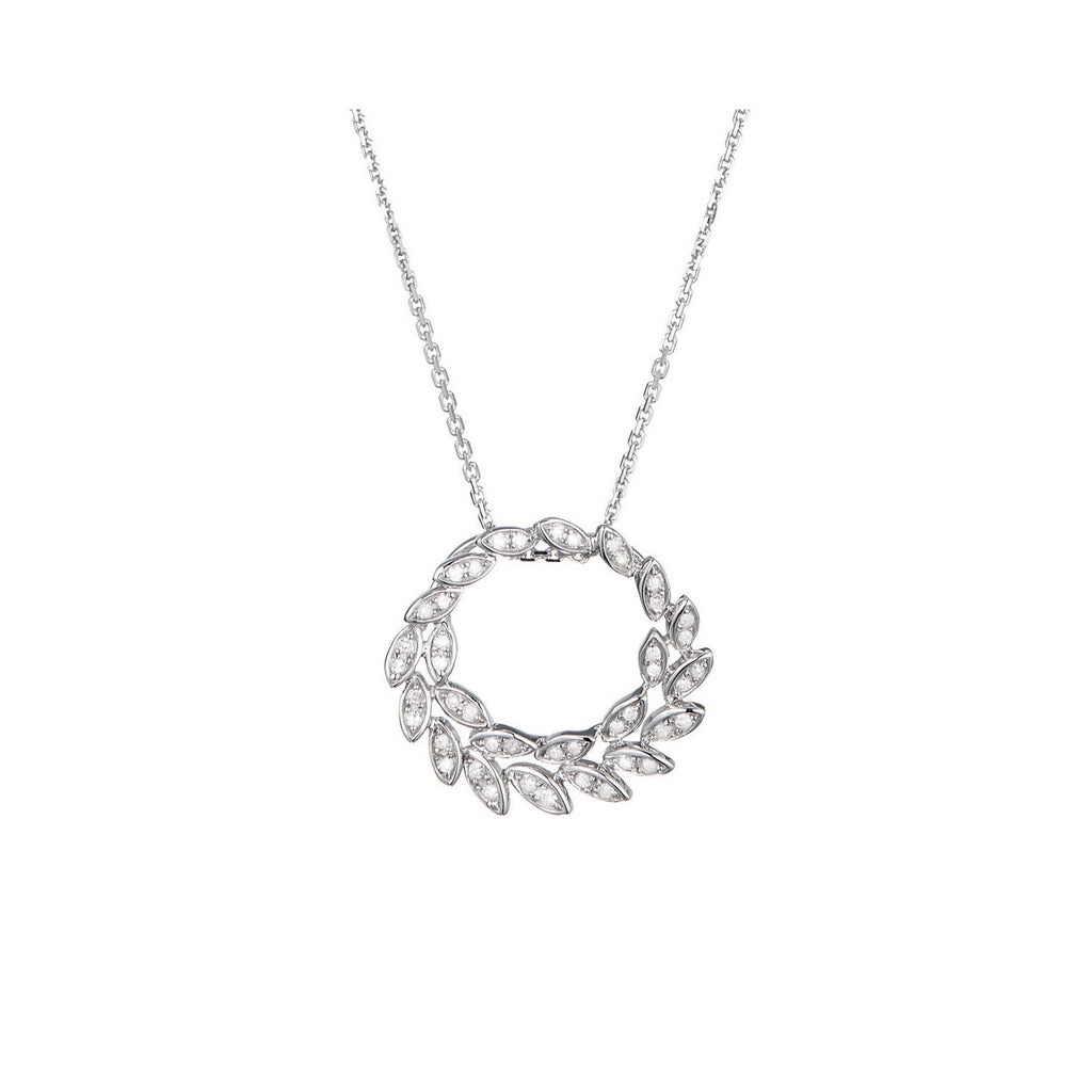 Pendentif "Comme Une Feuille" D0,16/44 - Or Blanc 375/1000