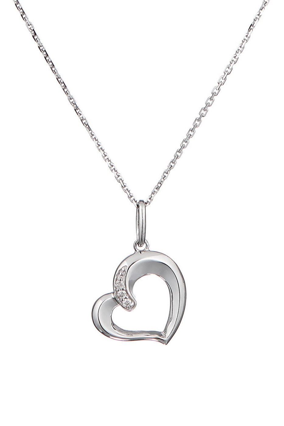 Pendentif "De Tout Cœur" D0,02/3 - Or Blanc 375/1000