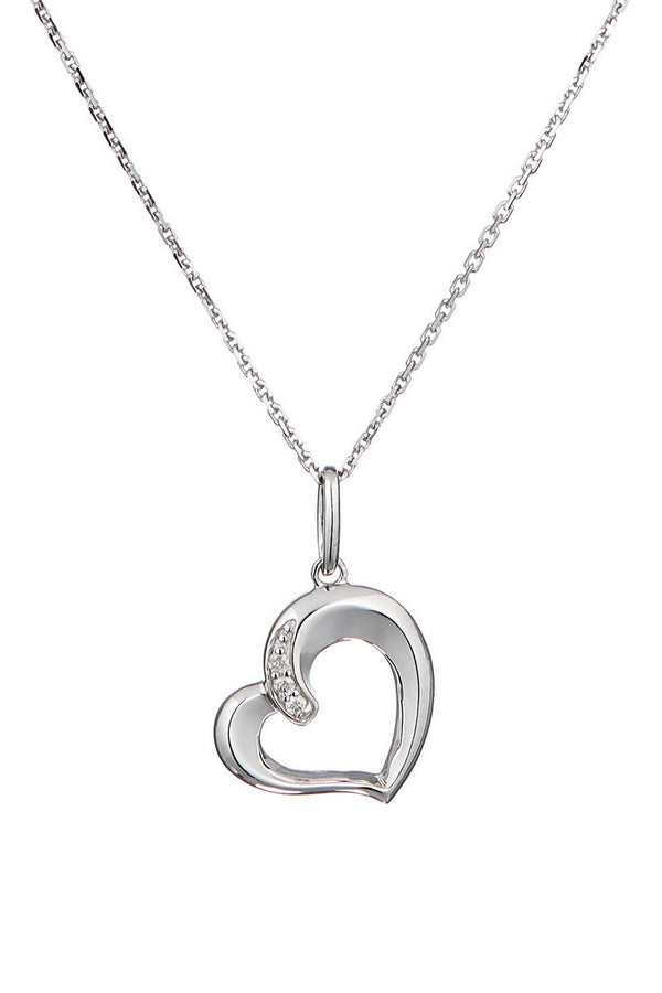 Pendentif "De Tout Cœur" D0,02/3 - Or Blanc 375/1000